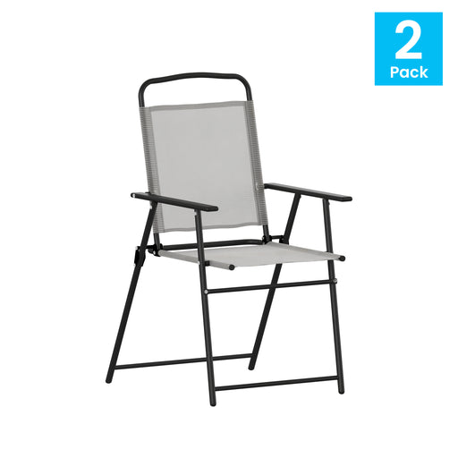 2PK Gray Folding Sling Chairs