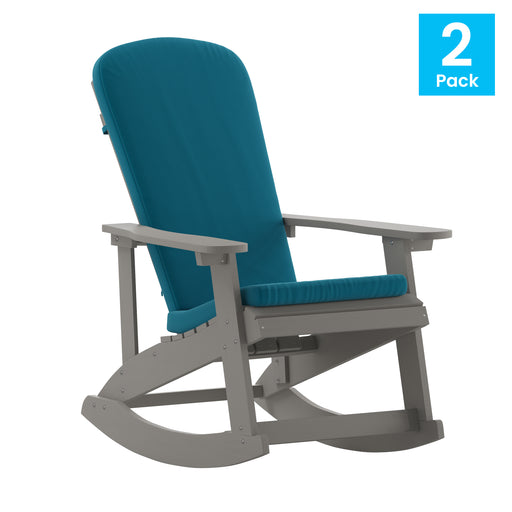 2PK Gray Chairs-Teal Cushions