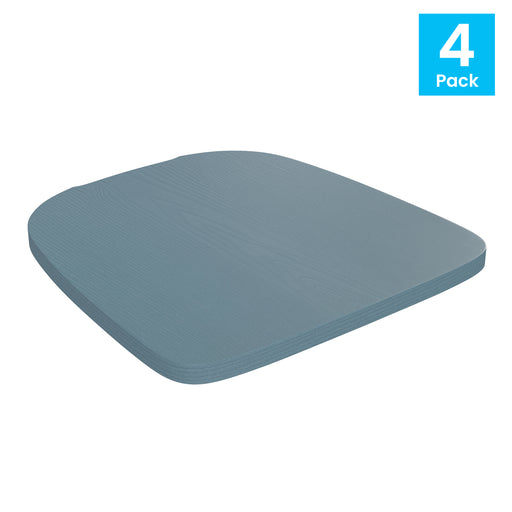 4PK Teal-Blue Poly Chair Seats