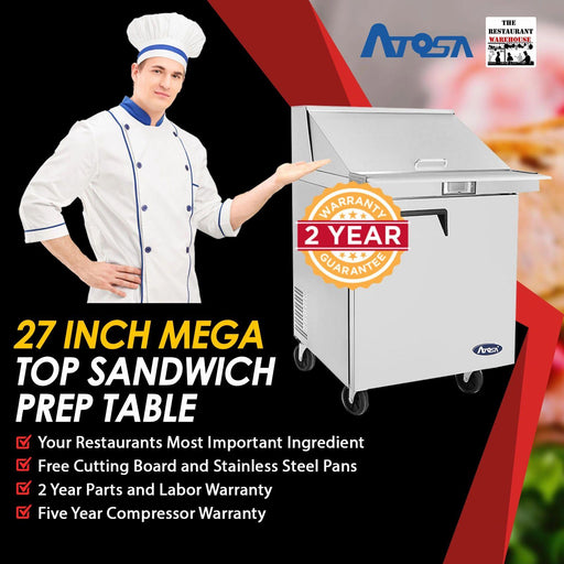 Atosa MSF8305 27-Inch Mega Top Sandwich Prep Table