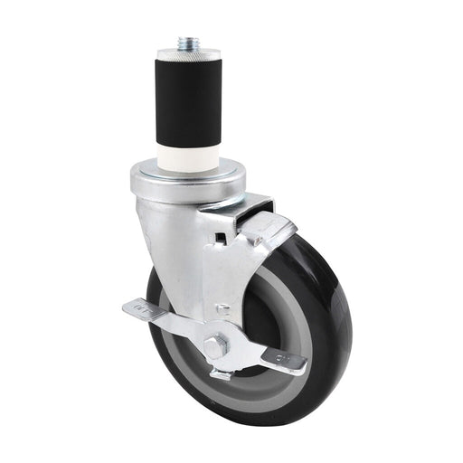 BK Resources 4SBR-RA-PLY-TLB 4" Polyurethane 1-5/8" Expanding Stem Swivel Caster With Top Lock Brake For Work Table