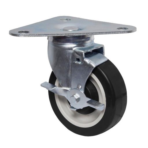 BK Resources 5HBR-TR5-PLY-PS4 5" Heavy Duty Swivel Triangular Plate Caster With 5-3/8"x7-1/2" Plate & Toe Brake - Qty 4