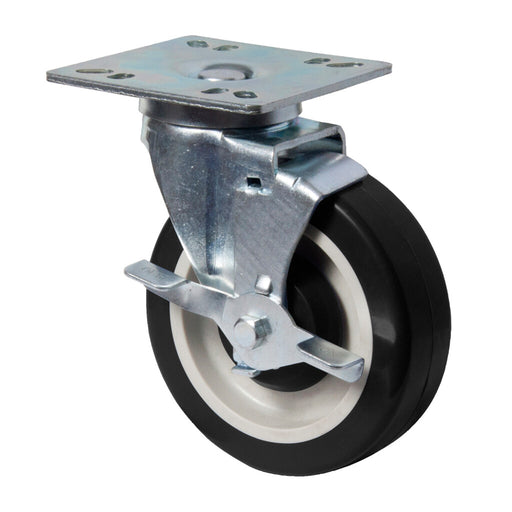 BK Resources 5HBR-UP4-PLY-PS4 5" Heavy Duty Swivel Universal Plate Caster With 4"x4" Plate & Toe Brake - Qty 4