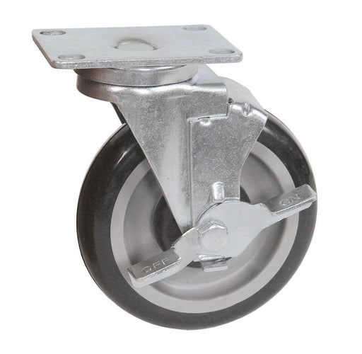 BK Resources 5SBR-1PT-PLY-TLB 5" Polyurethane Swivel Plate Caster With 2-3/8"x3-5/8" Plate & Top Lock Brake