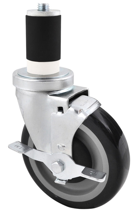 BK Resources 5SBR-RA-GR-TLB 5" Gray Rubber 1-5/8" Expanding Stem Swivel Caster With Top Lock Brake For Work Table