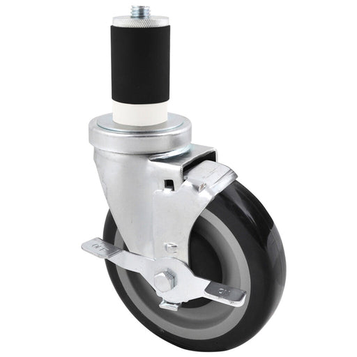 BK Resources 5SBR-RA-PLY-TLB 5" Polyurethane 1-5/8" Expanding Stem Swivel Caster With Top Lock Brake For Work Table