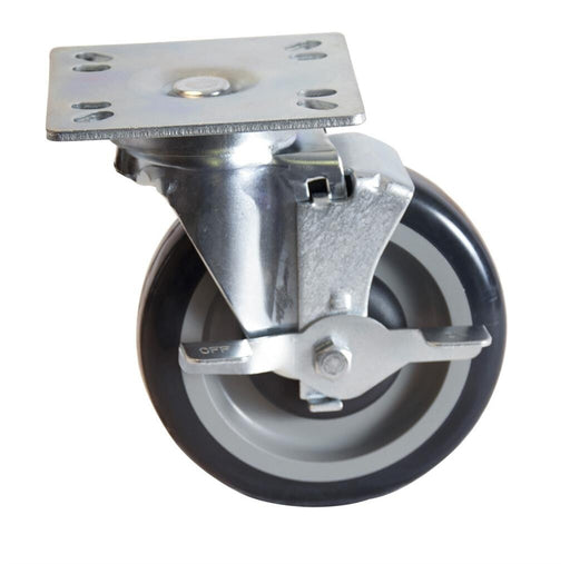 BK Resources 5SBR-UP3-PLY-TLB 5" Polyurethane Swivel Universal Plate Caster With 3-1/2"x3-1/2" Plate & Brake