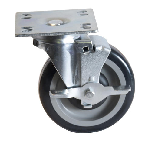 BK Resources 5SBR-UP4-PLY-TLB 5" Polyurethane Swivel Universal Plate Caster With 4"x4" Plate & Brake