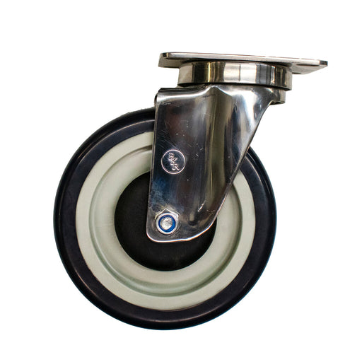 BK Resources 5SS-1PT-PLY 5" Stainless Steel Swivel Plate Caster w/ Polyurethane Wheel For Equipment