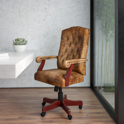 Brown High Back Fabric Chair