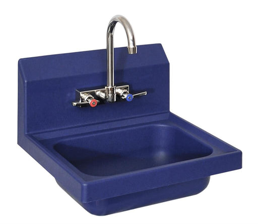 BK Resources APHS-W1410-BE ION™ Blue Antimicrobial Hand Sink w/ Faucet, 2 Holes 14” x 10” x 5”