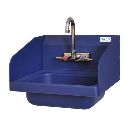 BK Resources APHS-W1410-SSBE ION™ Blue Antimicrobial Hand Sink W/Side Splashes,  EVO 4" Faucet