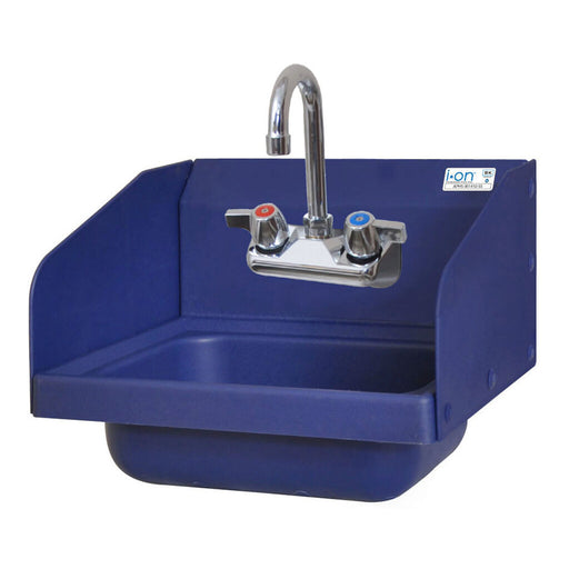 BK Resources APHS-W1410-SSBPG ION™ Blue Antimicrobial Hand Sink W/Side Splashes, Faucet, 2 Holes 