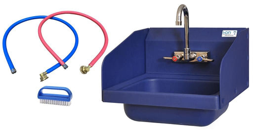 BK Resources APHS-W1410-WBSS ION™ Blue Antimicrobial Hand Sink W/Side Splashes, Full Kit, 2 Holes