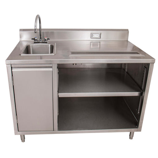 BK Resources BEVT-3084L 30" x 84" Enclosed Cabinet Base Beverage Table Sink On Left