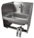 BK Resources BKHS-D-1410-1SSBKKPG Stainless Steel Hand Sink w/ Side Splashes, Knee Valve Brackets, Faucet, 1 Hole