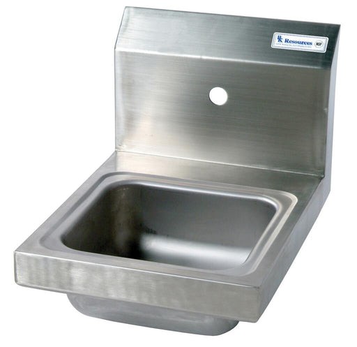 BK Resources BKHS-W-SS-1 Space Saver Stainless Steel Hand Sink, 1 Hole, 9" x 9" x 5"