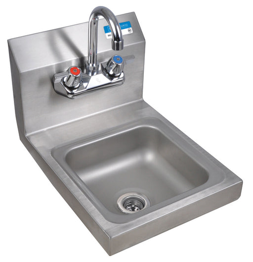 BK Resources BKHS-W-SS-P-G Space Saver Stainless Steel Hand Sink With Faucet, 2 Holes 9"x9" Bowl