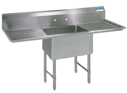 BK Resources BKS-1-18-12-18TS Stainless Steel 1  Compartment Sink w/ Dual 18" Drainboards 18X18X12D Bowl