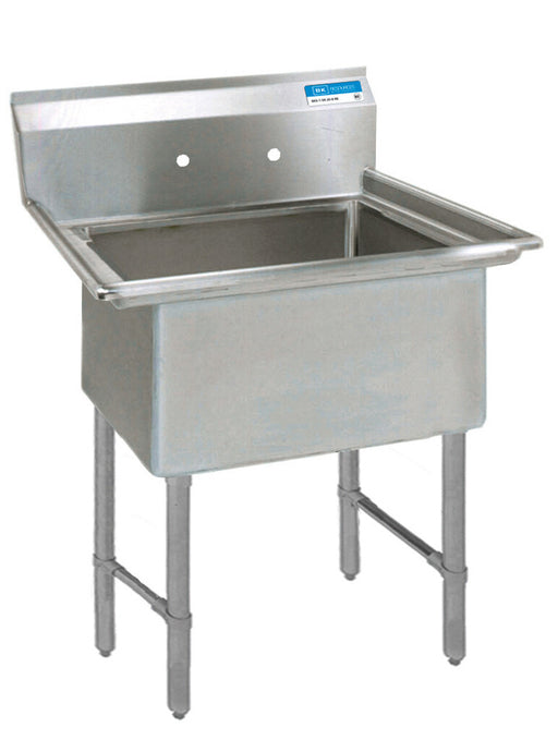BK Resources BKS-1-18-12S Stainless Steel 1 Compartment Sink Stainless Legs & Bracing w/ 18X18X12D Bowl