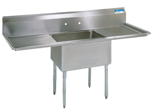 BK Resources BKS-1-1824-14-24T Stainless Steel 1  Compartment Sink w/ & Dual 24" Drainboards 18X24X14D
