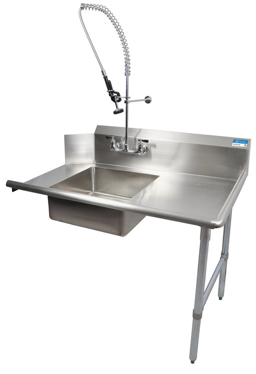 BK Resources BKSDT-48-R-SS-P-G 48" Right Side Soiled Dish Table Pre-Rinse Bundle Stainless Steel
