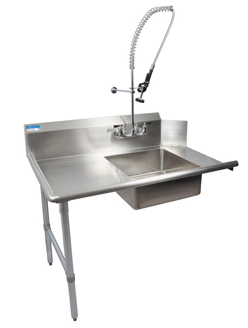 BK Resources BKSDT-60-L-SS-P-G 60" Left Side Soiled Dish Table Pre-Rinse Bundle Stainless Steel
