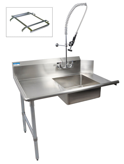 BK Resources BKSDT-60-L-SS-P2-G 60" Left Side Soiled Dish Table Pre-Rinse Bundle Stainless Steel