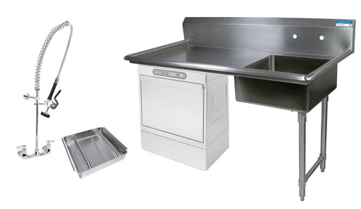 BK Resources BKUCDT-60-R-P3-G 60" Right Side Undercounter Dish Table Kit With PreRinse