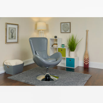 Gray Leather Egg Series Chair