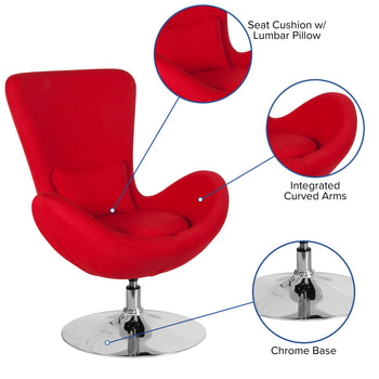 Red Fabric Egg Series Chair