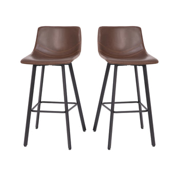 2PK 30" Brown Leather Stools
