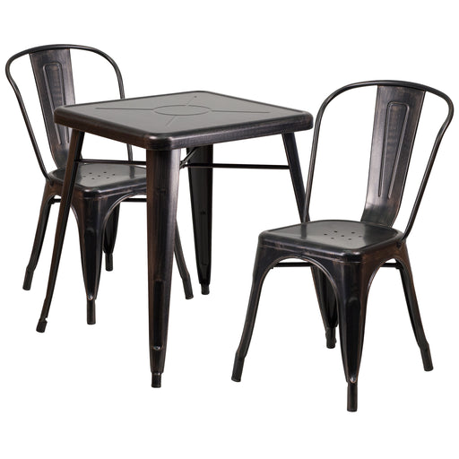 23.75SQ Aged Black Table Set