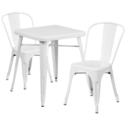 23.75SQ White Metal Table Set