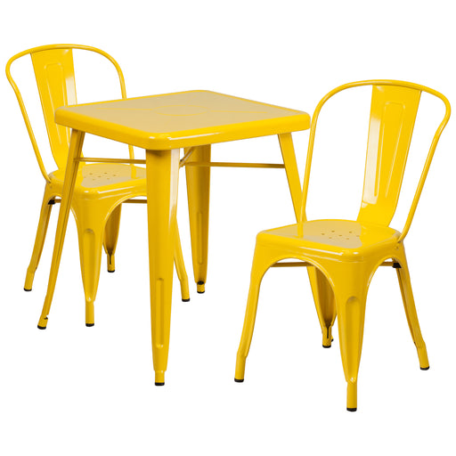 23.75SQ Yellow Metal Table Set