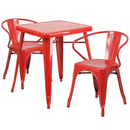 23.75SQ Red Metal Table Set