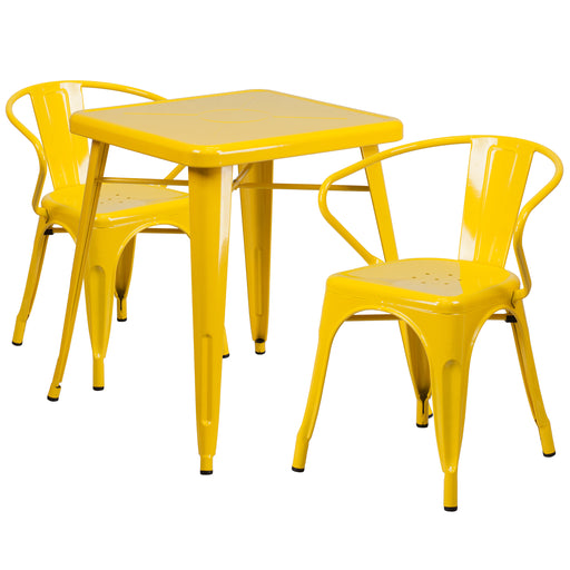 23.75SQ Yellow Metal Table Set