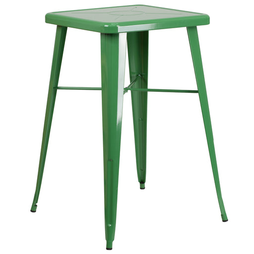 23.75SQ Green Metal Bar Table