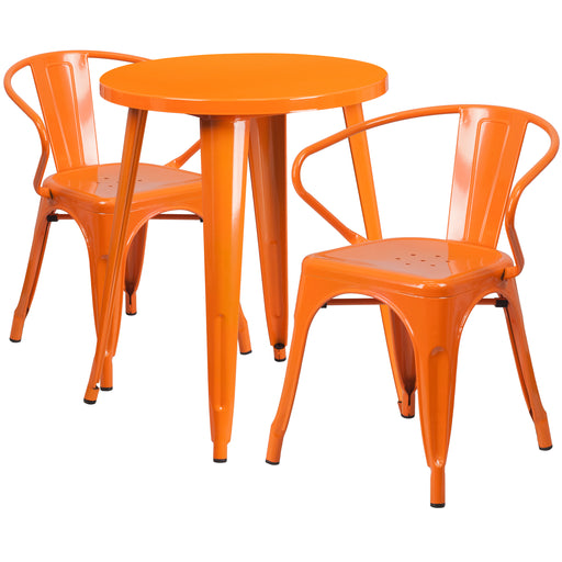 24RD Orange Metal Table Set