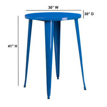 30RD Blue Metal Bar Table
