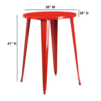 30RD Red Metal Bar Table