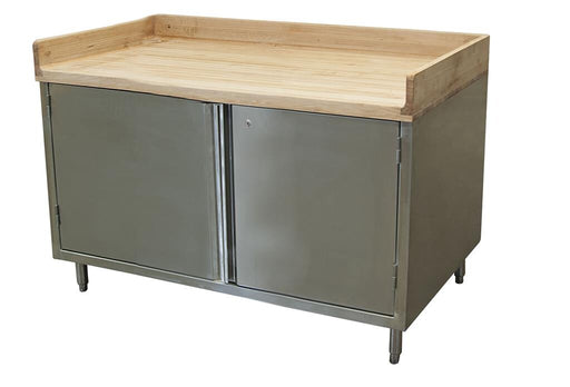 BK Resources CMBT-3048HL 30" x 48" Maple Bakers Top Cabinet Base Chef Table Hinged Door with Locks