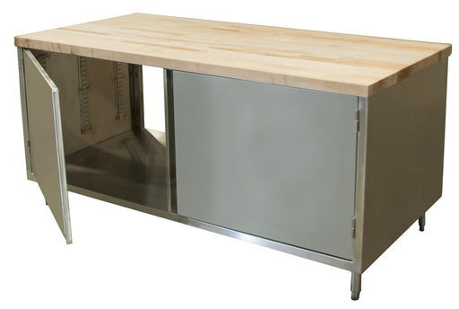 BK Resources CMT-3072H2 30" x 72" Dual Sided Maple Top Cabinet Base Chef Table Hinged Door