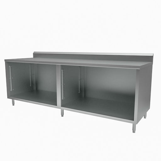 BK Resources CSTR5-3084 30" x 84" Stainless Steel Cabinet Base Chef Table 5" Backsplash