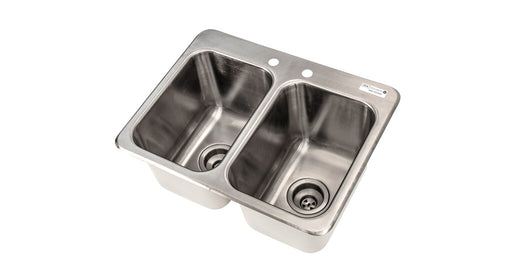 BK Resources DDI2-10141024 Stainless Steel 2 Compartment Dropin Sink 10"x14"x10" Bowls