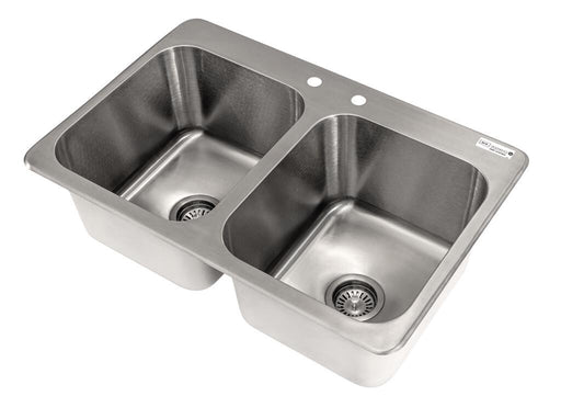 BK Resources DDI2-14161024 Stainless Steel 2 Compartment Dropin Sink 14"x16"x10" Bowls