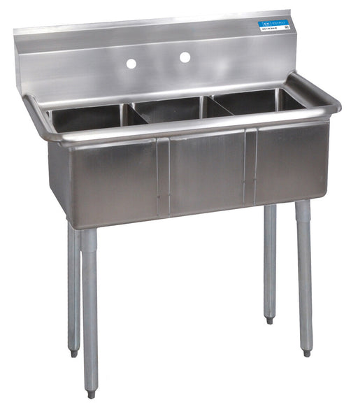 BK Resources ES-3-1014-10 Stainless Steel 3 Compartment Economy Sink 10"x14"x10"