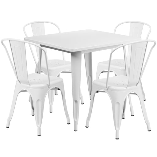 31.5SQ White Metal Table Set