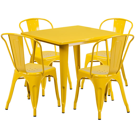 31.5SQ Yellow Metal Table Set