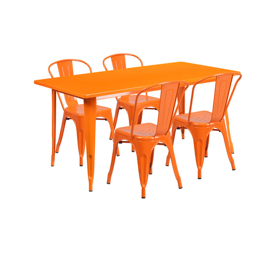 31.5x63 Orange Metal Table Set